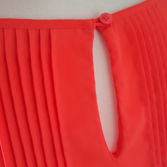 Decree florescent orange flowy womens blouse - Picture 7 of 11